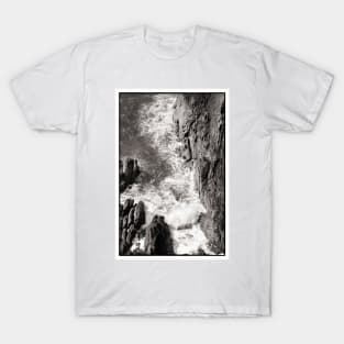 Waves crash into the rocks below the cliffs - Mull of Galloway, Scotland T-Shirt